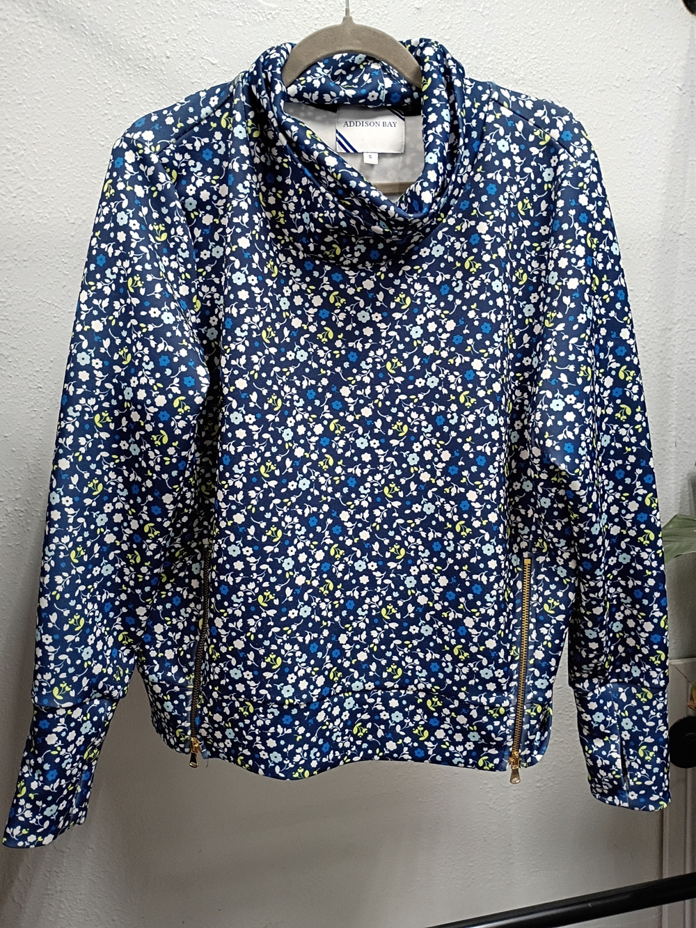 Addison Bay Navy Floral Cowl Neck Jacket